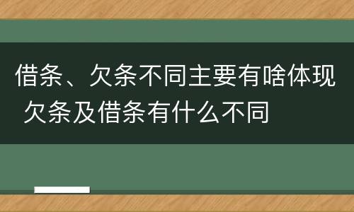 借条、欠条不同主要有啥体现 欠条及借条有什么不同