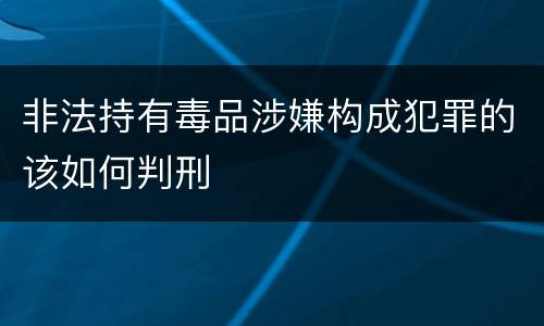 非法持有毒品涉嫌构成犯罪的该如何判刑