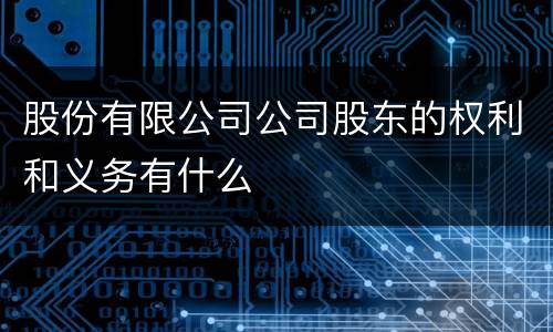 股份有限公司公司股东的权利和义务有什么