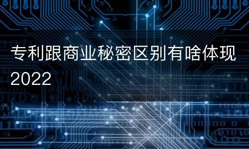 专利跟商业秘密区别有啥体现2022