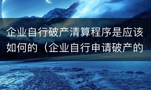 企业自行破产清算程序是应该如何的（企业自行申请破产的条件是什么）