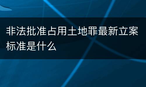 非法批准占用土地罪最新立案标准是什么