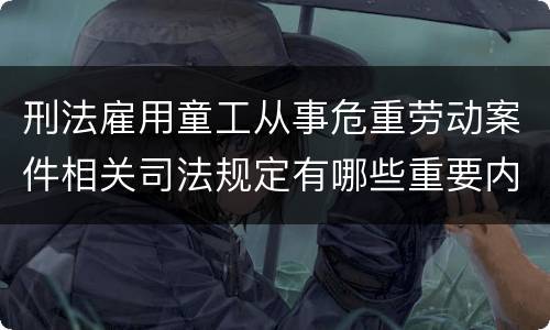 刑法雇用童工从事危重劳动案件相关司法规定有哪些重要内容