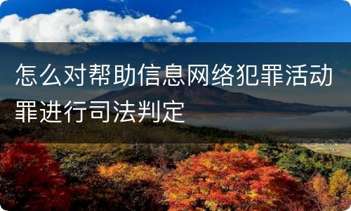 怎么对帮助信息网络犯罪活动罪进行司法判定