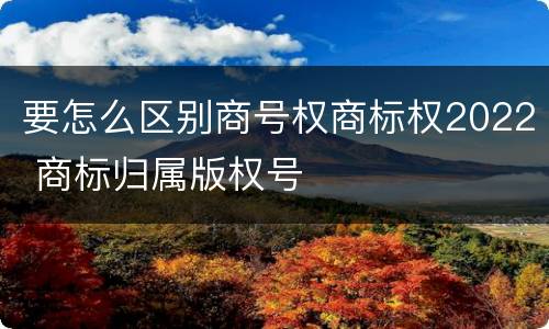 要怎么区别商号权商标权2022 商标归属版权号