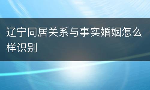 辽宁同居关系与事实婚姻怎么样识别