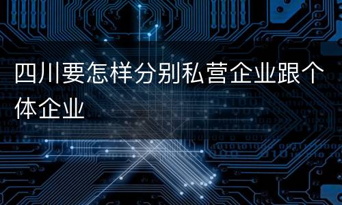 四川要怎样分别私营企业跟个体企业