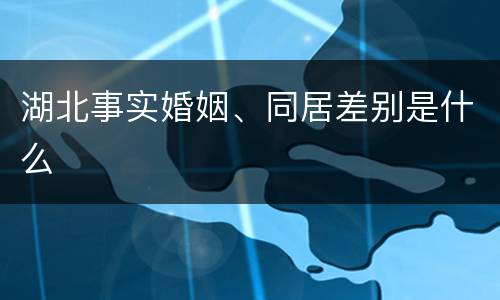 湖北事实婚姻、同居差别是什么