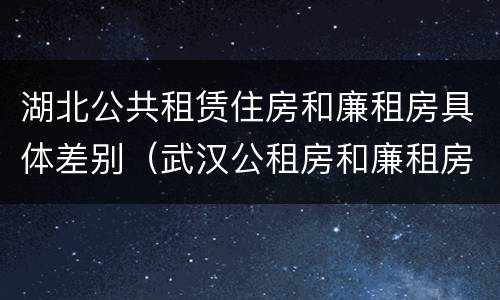 湖北公共租赁住房和廉租房具体差别（武汉公租房和廉租房）