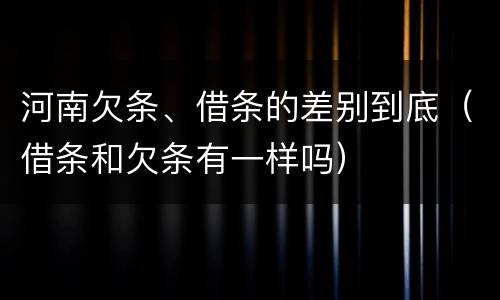 河南欠条、借条的差别到底（借条和欠条有一样吗）