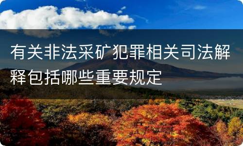 有关非法采矿犯罪相关司法解释包括哪些重要规定