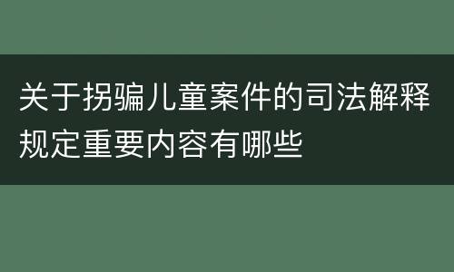 关于拐骗儿童案件的司法解释规定重要内容有哪些