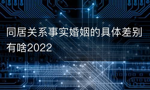 同居关系事实婚姻的具体差别有啥2022