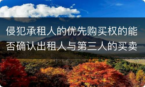 侵犯承租人的优先购买权的能否确认出租人与第三人的买卖合同无效