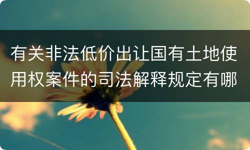 有关非法低价出让国有土地使用权案件的司法解释规定有哪些主要内容