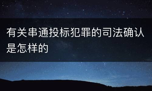 有关串通投标犯罪的司法确认是怎样的