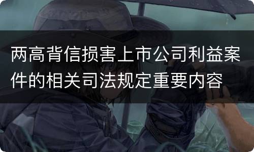 两高背信损害上市公司利益案件的相关司法规定重要内容