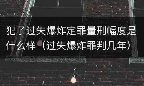 犯了过失爆炸定罪量刑幅度是什么样（过失爆炸罪判几年）