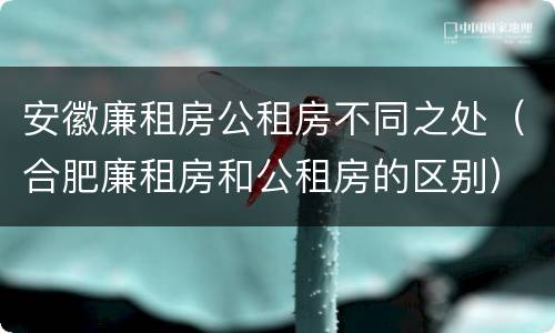 安徽廉租房公租房不同之处（合肥廉租房和公租房的区别）